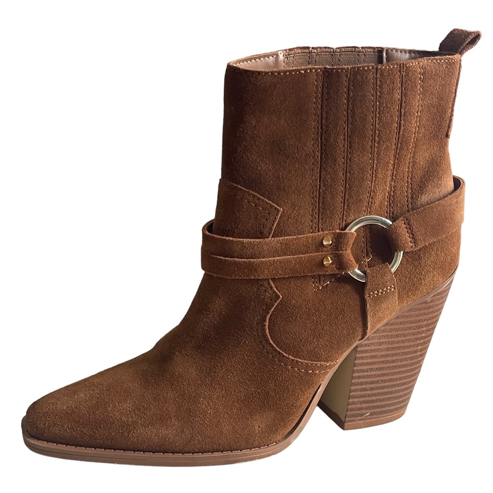 Aldo Suede Booties Brends Buckle Detail Brown Suede Size 10 EUC Worn Once